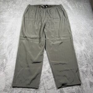 Citron Santa Monica Pant Women 0X Gray Silk Blend Pull On Elastic Waist Wide Leg
